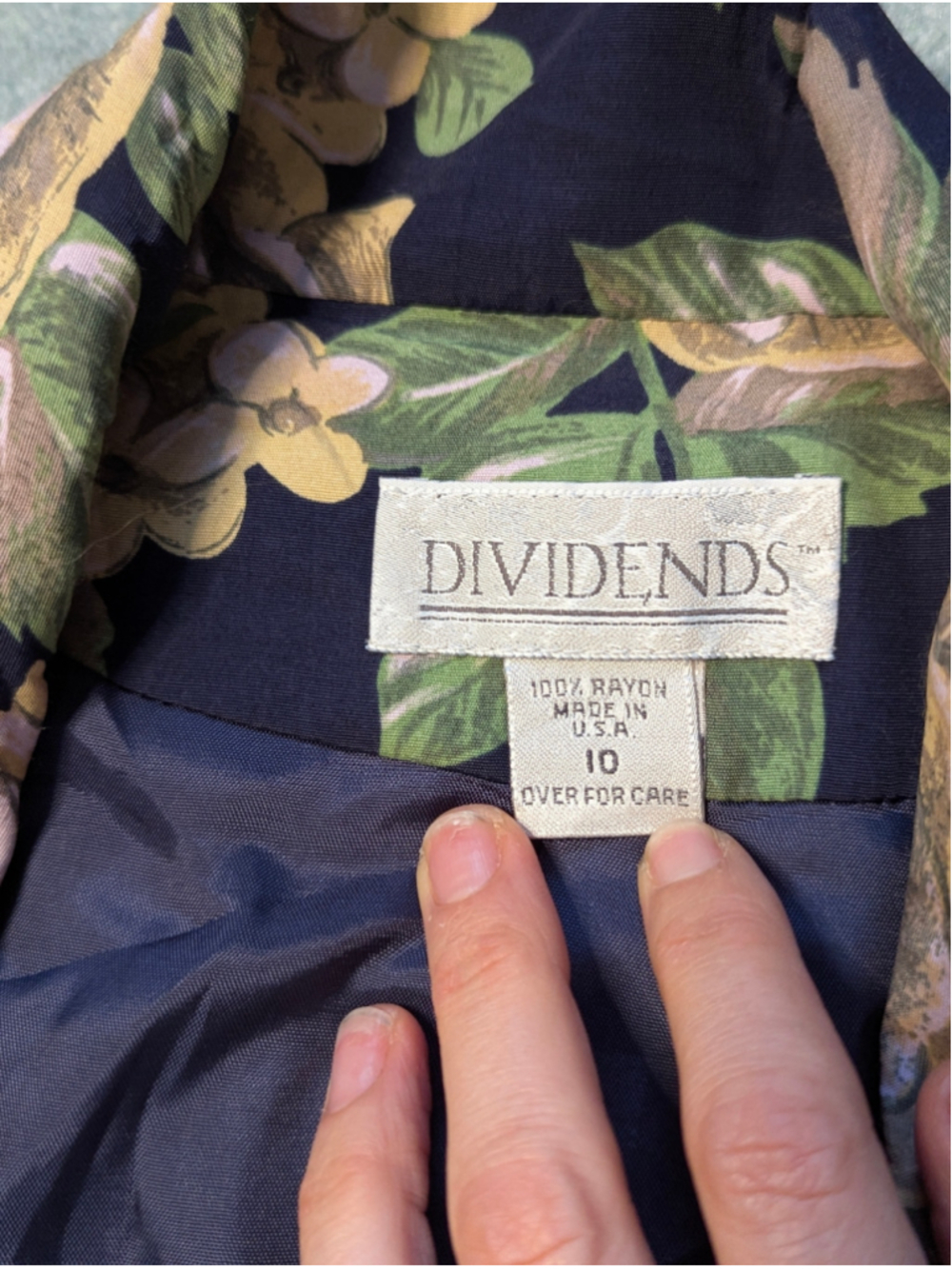 Vintage 80s/90s Dividends Floral Rayon Blazer Jacket | Muted Earthy Rose 10 - Picture 7 of 12